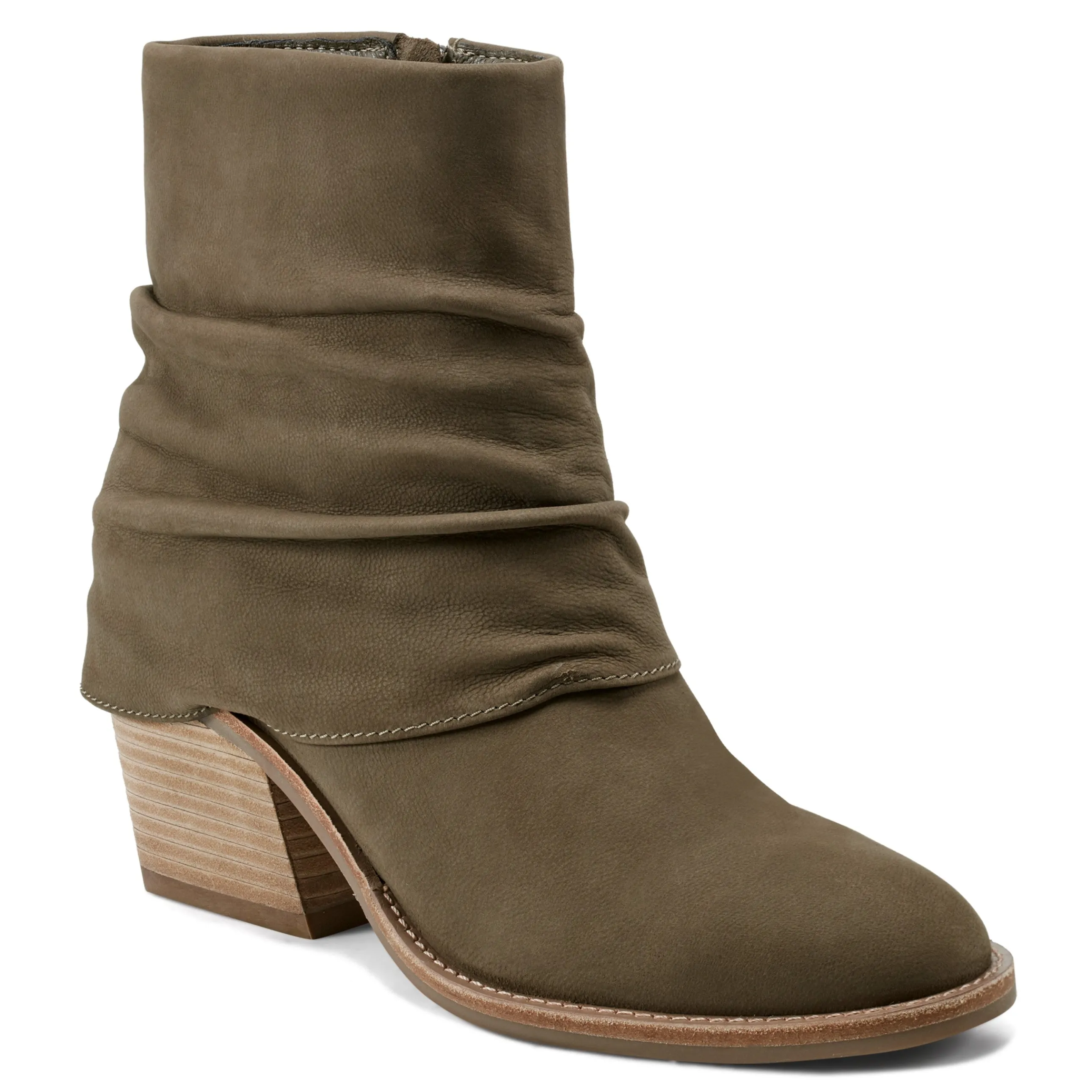Savvy Block Heel Ruched Casual Booties