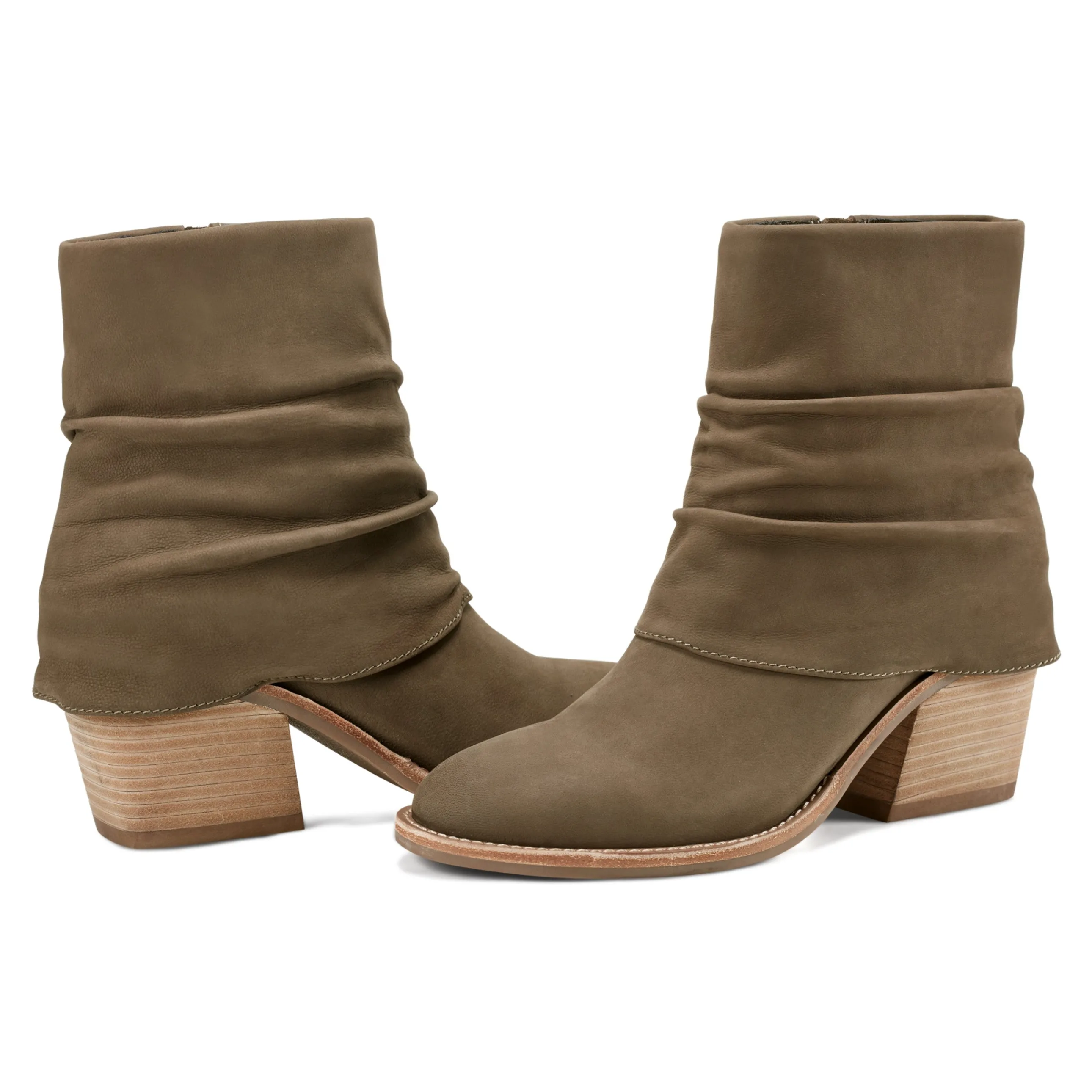 Savvy Block Heel Ruched Casual Booties