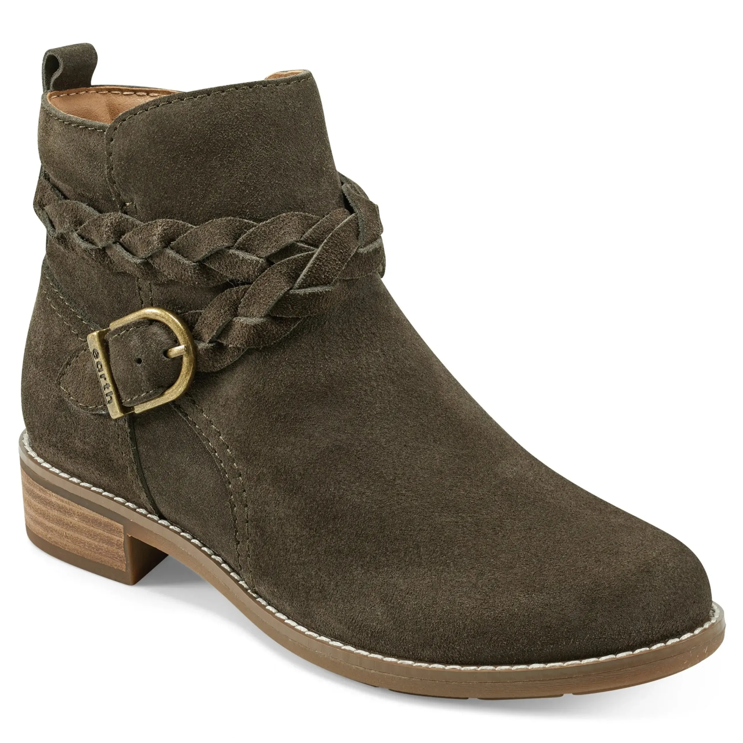 Nicole Round Toe Stacked Heel Casual Booties