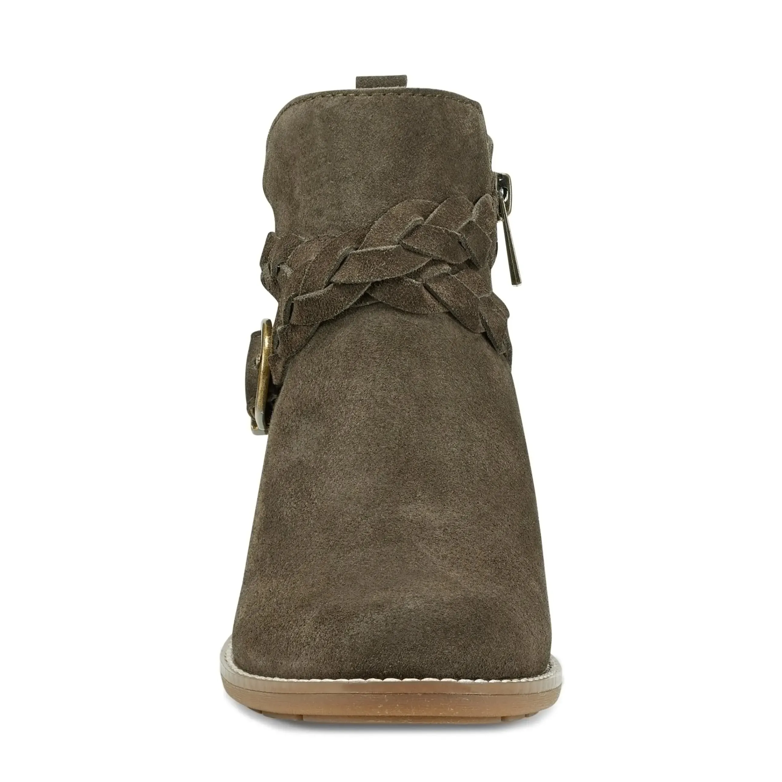 Nicole Round Toe Stacked Heel Casual Booties