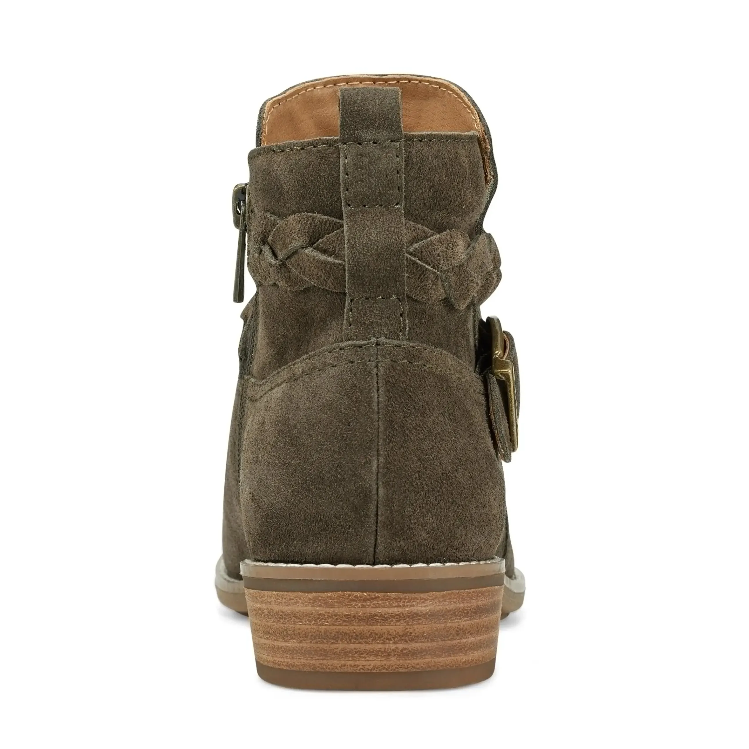 Nicole Round Toe Stacked Heel Casual Booties