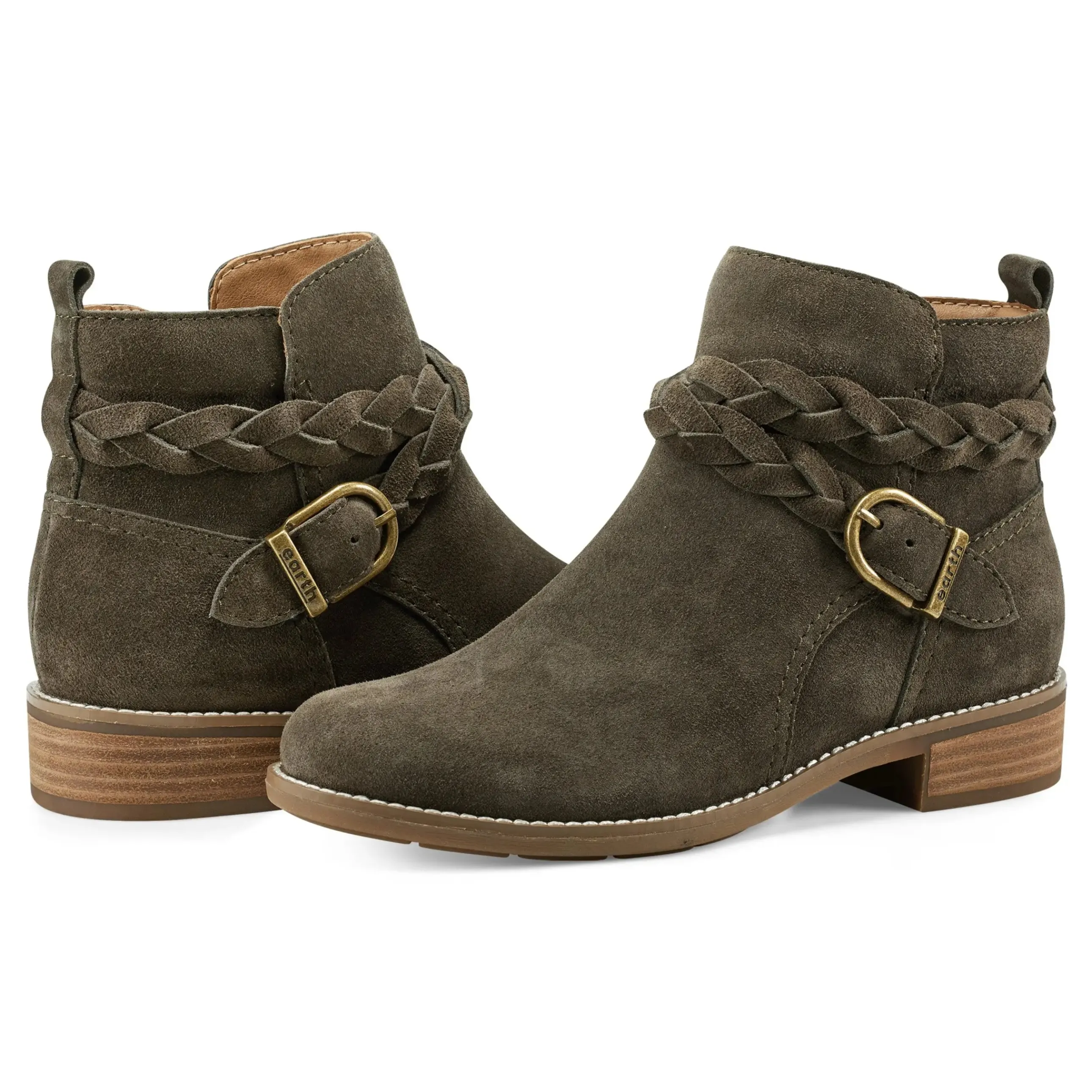 Nicole Round Toe Stacked Heel Casual Booties