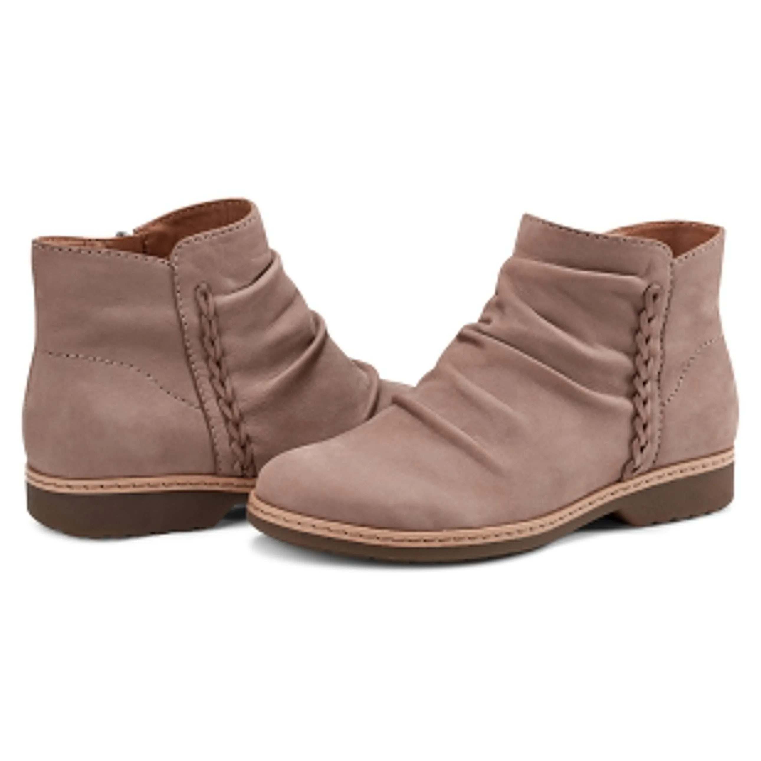 Hilaree Water Repellent Round Toe Ruched Casual Booties