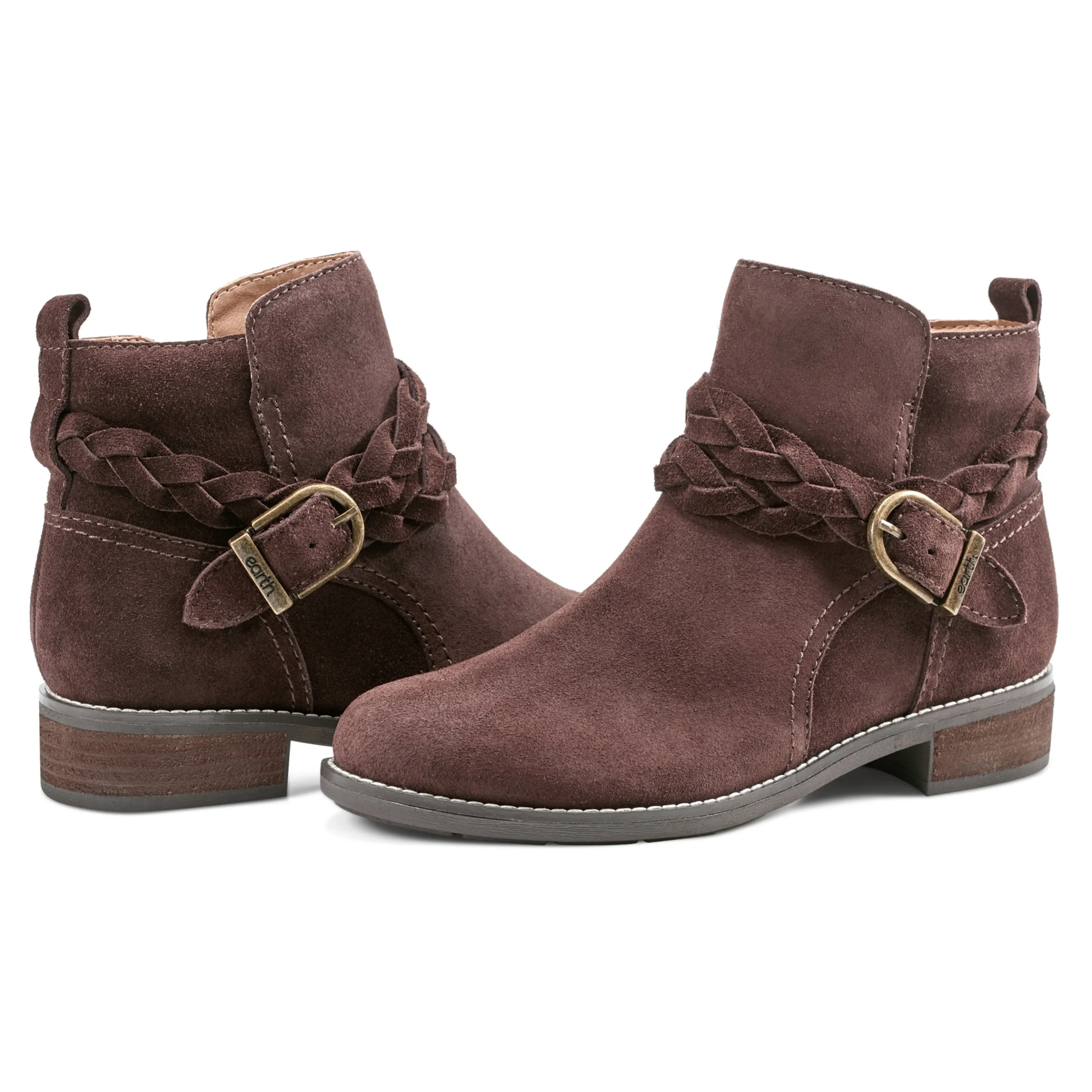 Nicole Round Toe Stacked Heel Casual Booties