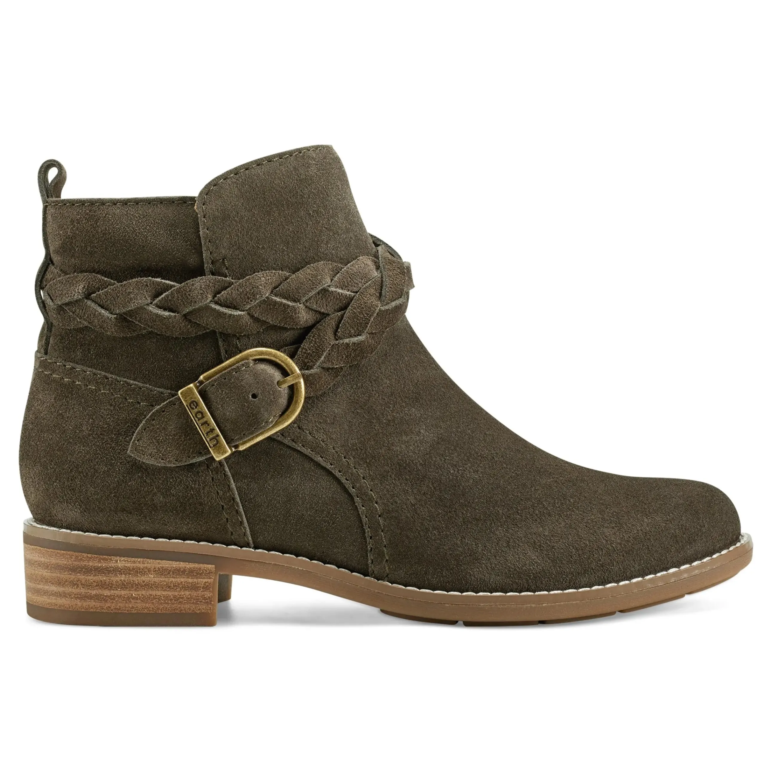 Nicole Round Toe Stacked Heel Casual Booties