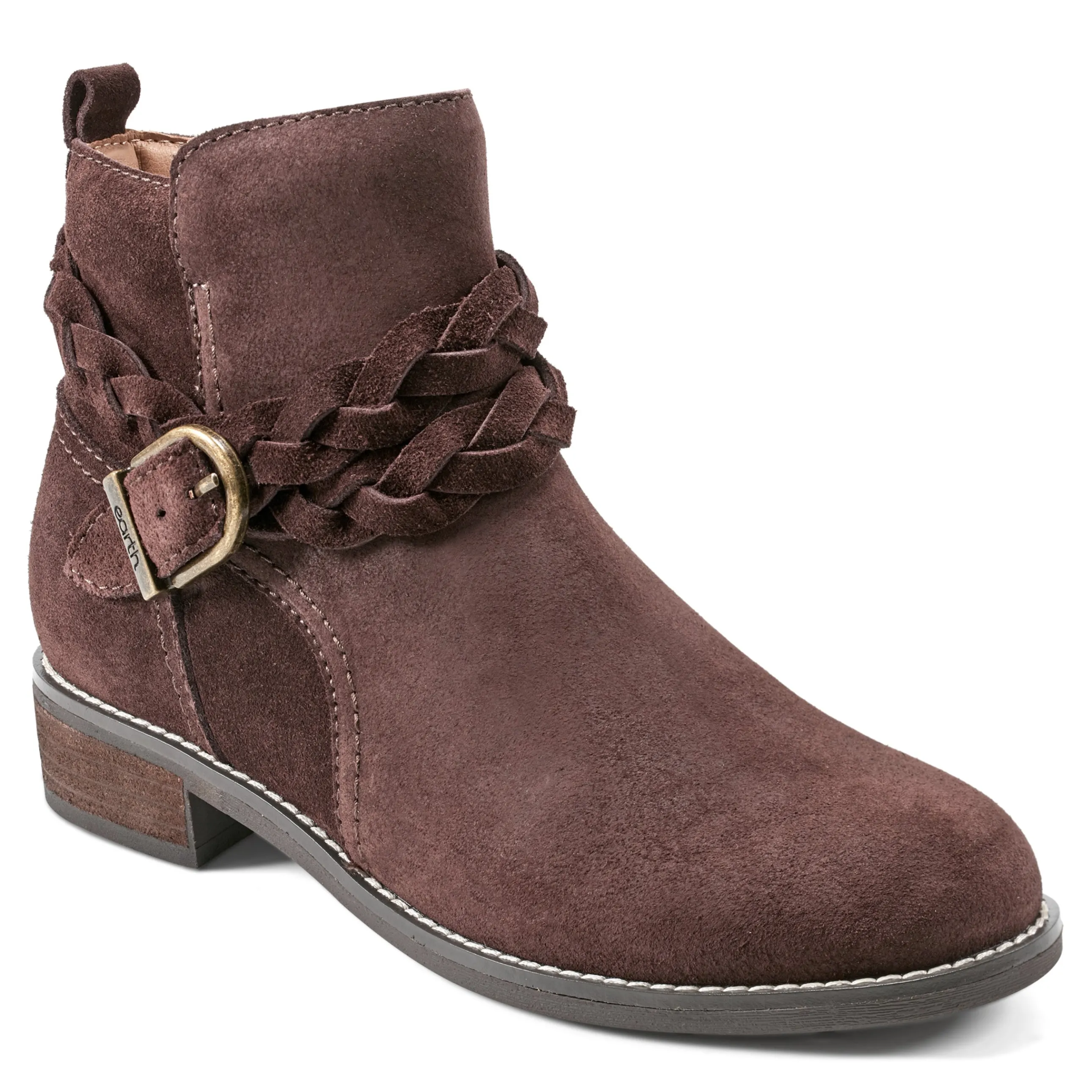 Nicole Round Toe Stacked Heel Casual Booties