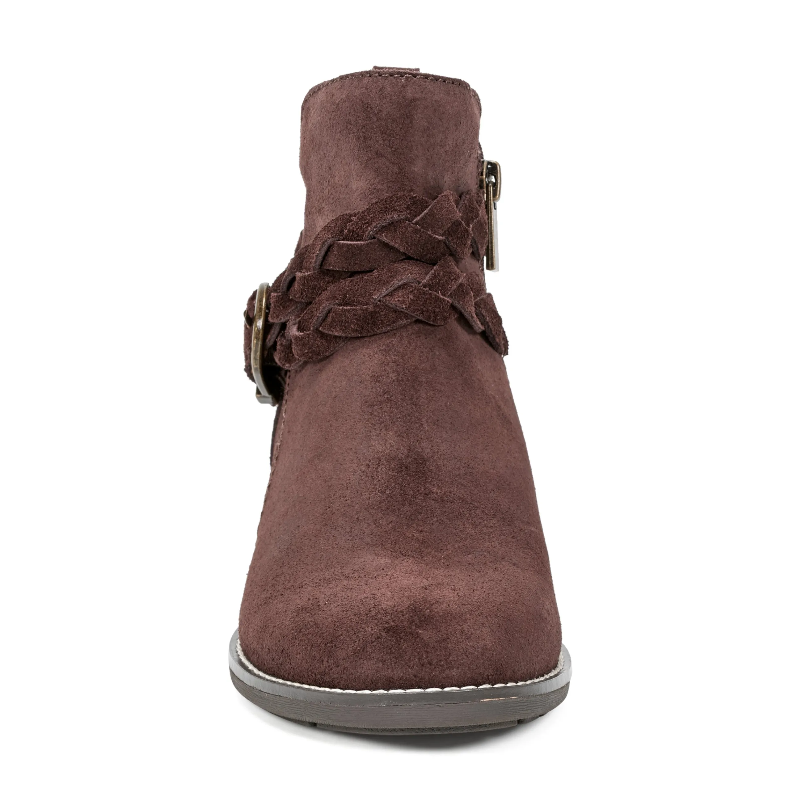 Nicole Round Toe Stacked Heel Casual Booties