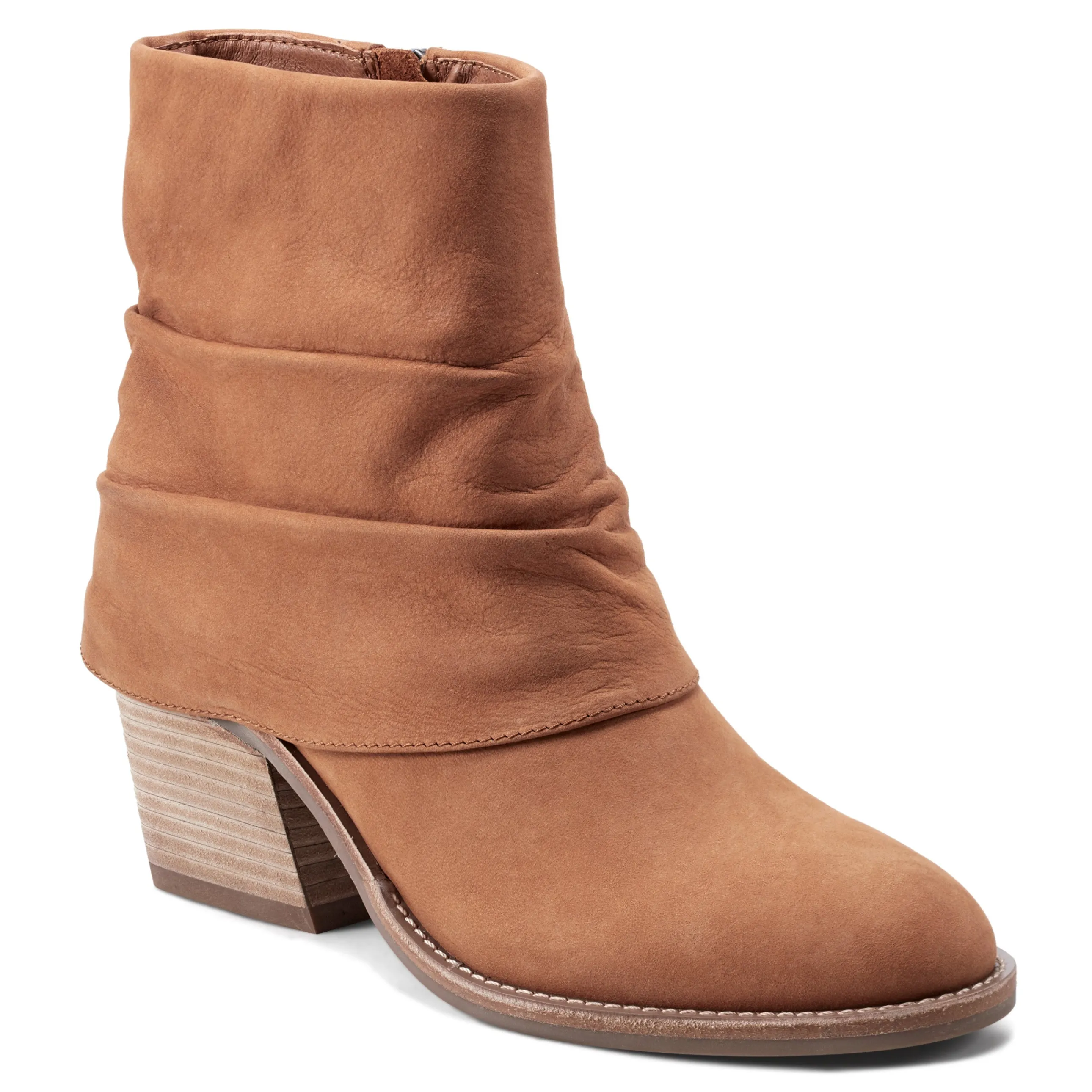 Savvy Block Heel Ruched Casual Booties