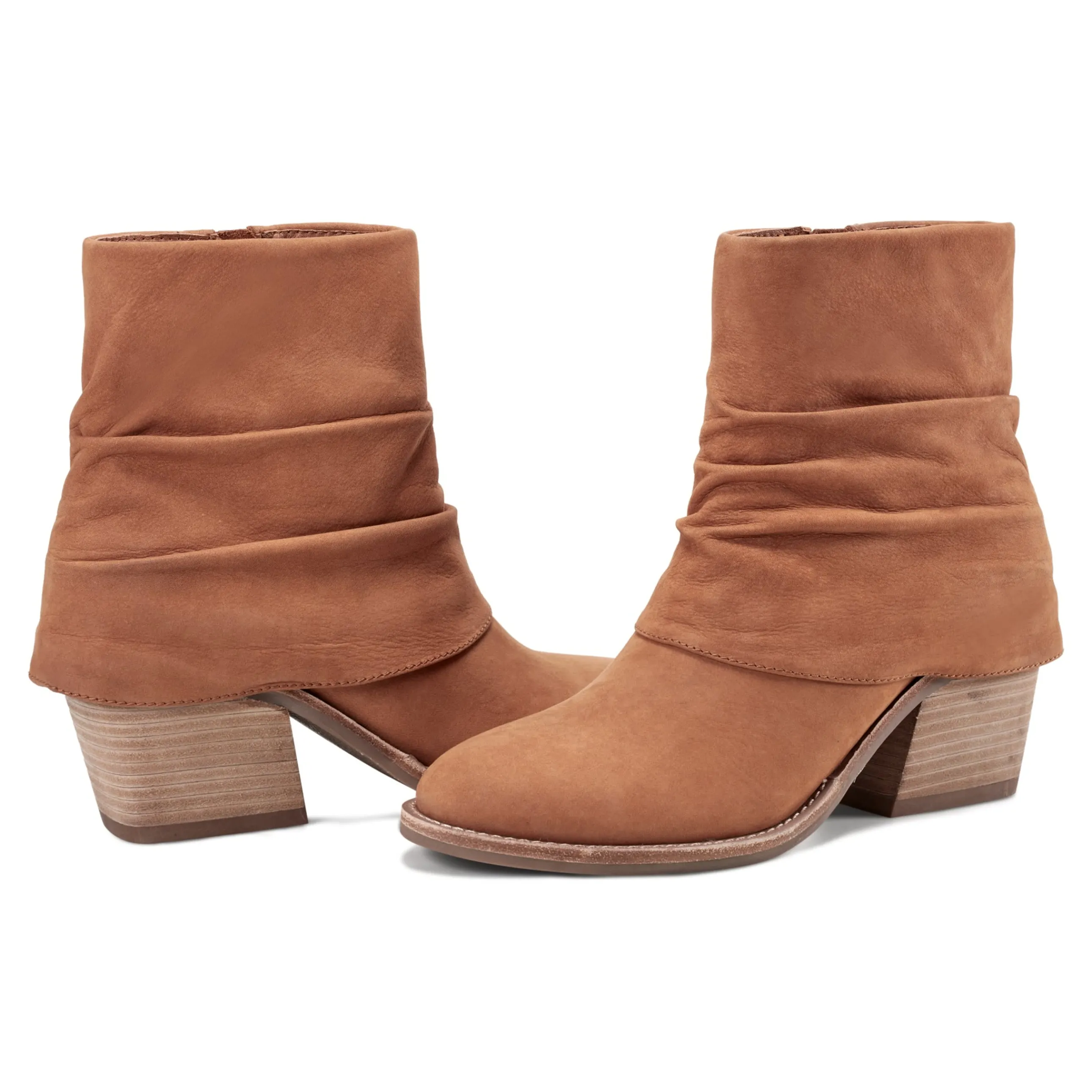 Savvy Block Heel Ruched Casual Booties