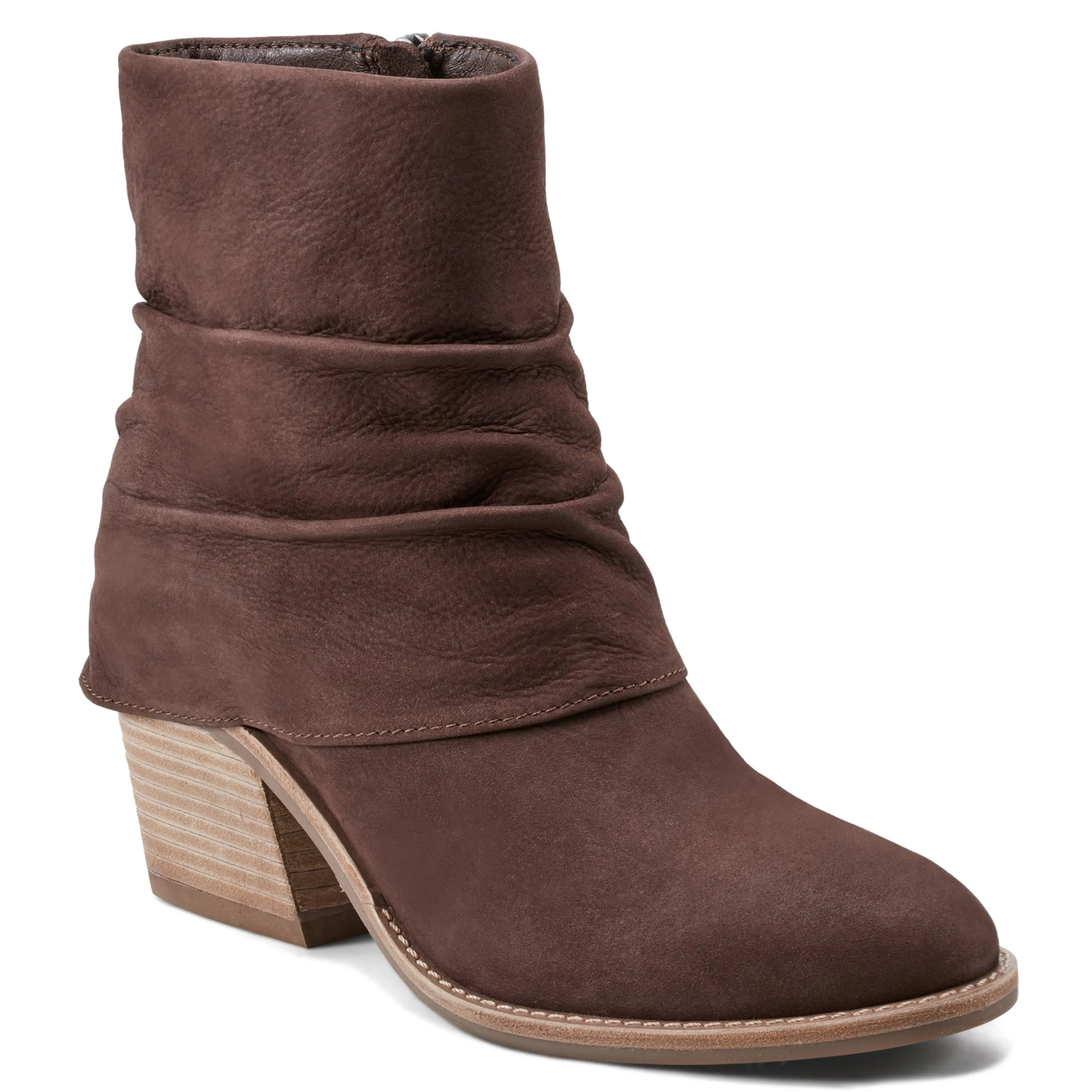 Savvy Block Heel Ruched Casual Booties