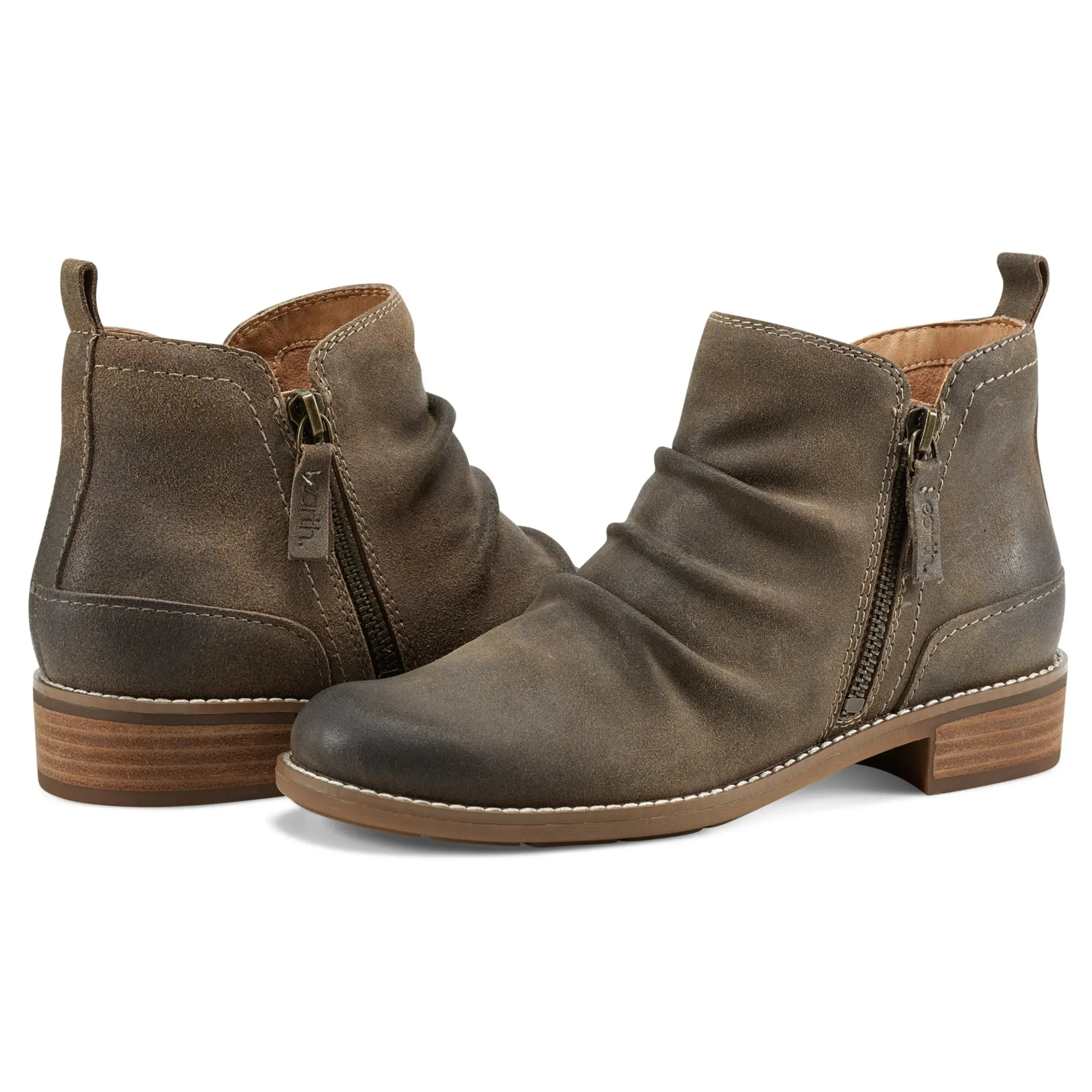 Nadya Round Toe Ruched Casual Booties